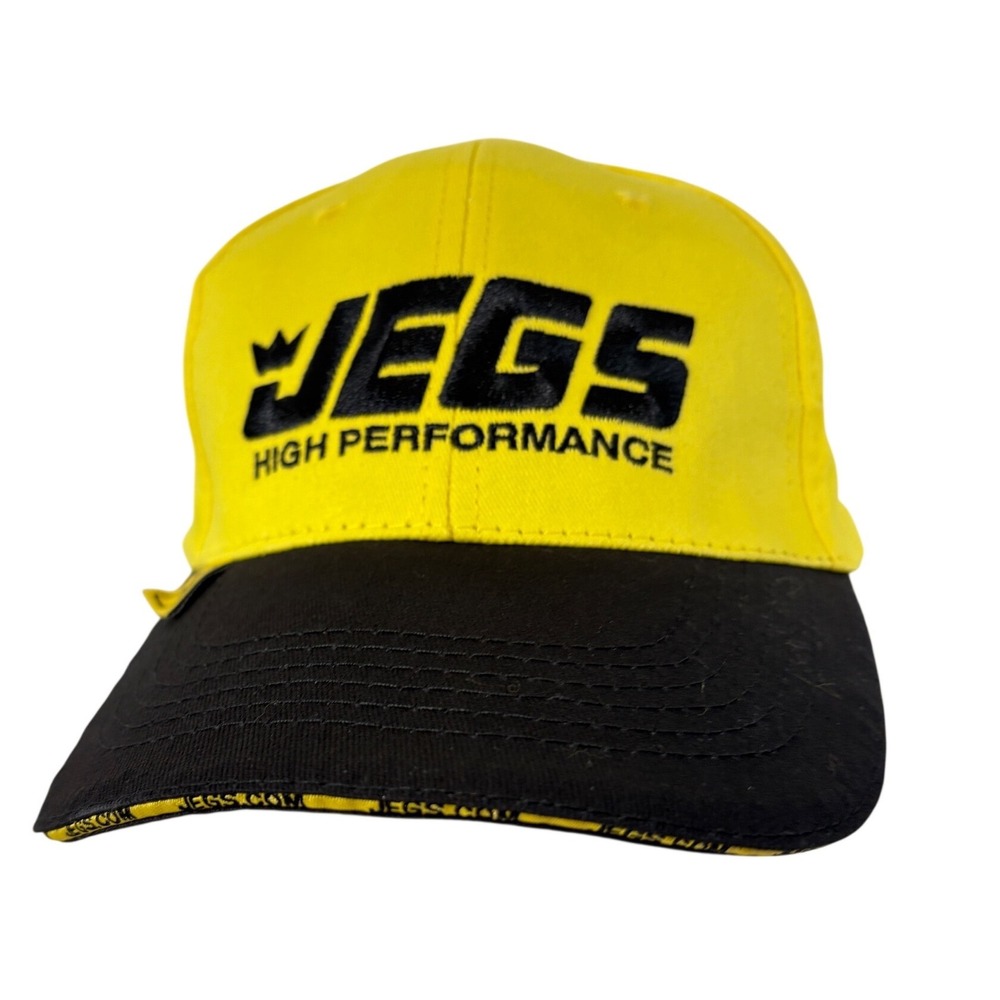 JEGS High Performance Racing Hat Yellow Black Embroidered Adjustable Cap Mens